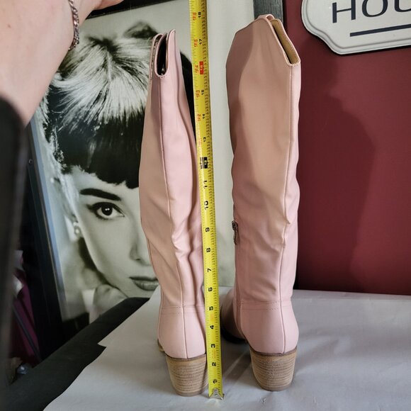 NWT POWDER PINK KNEE HIGH WESTERN COWBOY BOOTS SZ 8.5 - Picture 6 of 9